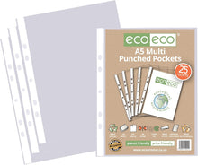 Load image into Gallery viewer, A5 multi punched pockets with eco/eco packaging on a white background
