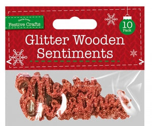 Christmas Glitter wooden Sentiments