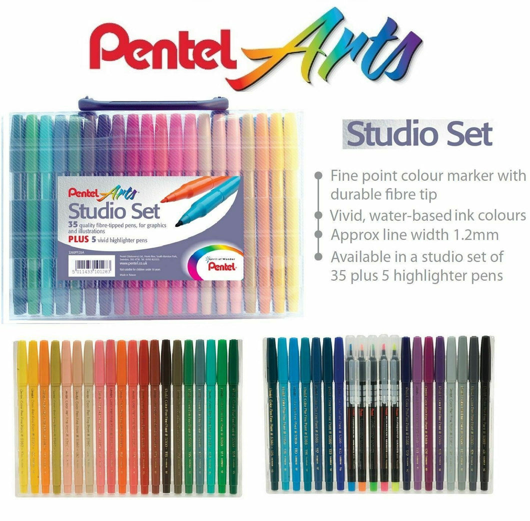 Pentel Arts Studio Set Fibre Tip Pens