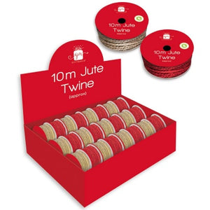 10M Jute Twine Red & Natural Cord