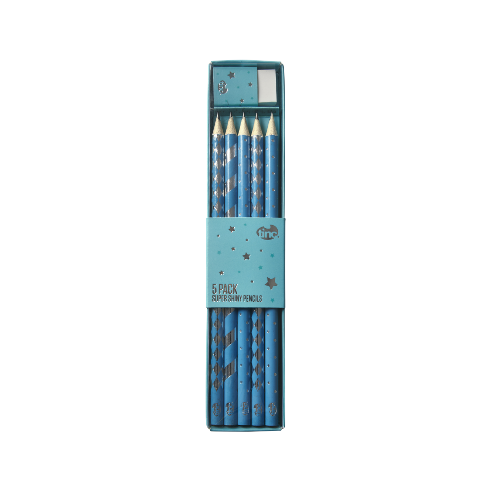 Tinc Metallic Set of 5 Pencils -Silver