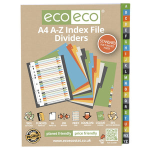 Eco-Eco A-Z Index File Dividers A4 Set 24 - 200 Microns