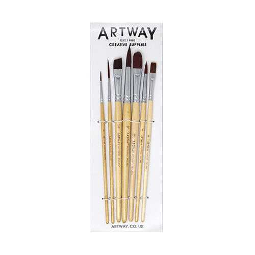 Artway Nylon Short Handle Paint Brush Set x 7
