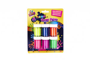 6 Neon Finger Paint Pots