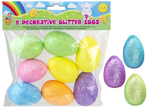 8 Large Glitter Easter eggs Pack of 8