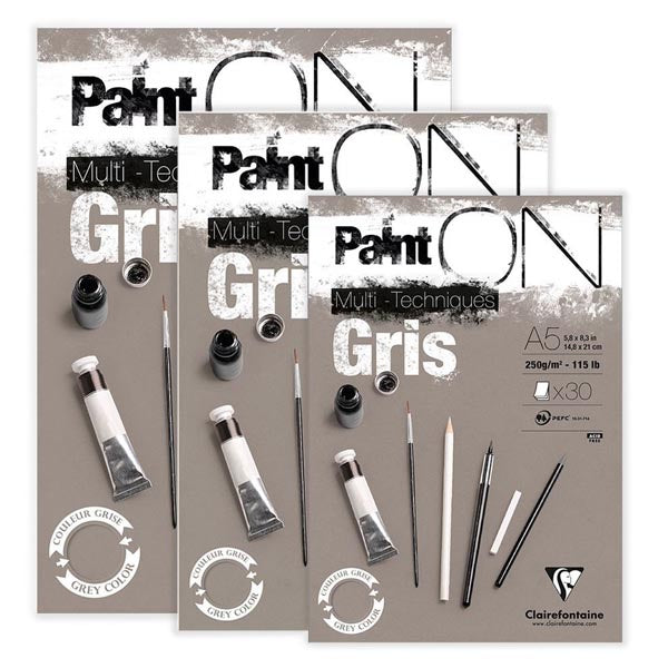 Paint'On Grey Glued Mixed Media Pad 30 Sheets