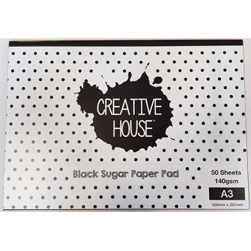 Creative House Black Pad - A3 50 Sheets 140gsm Sugar Paper