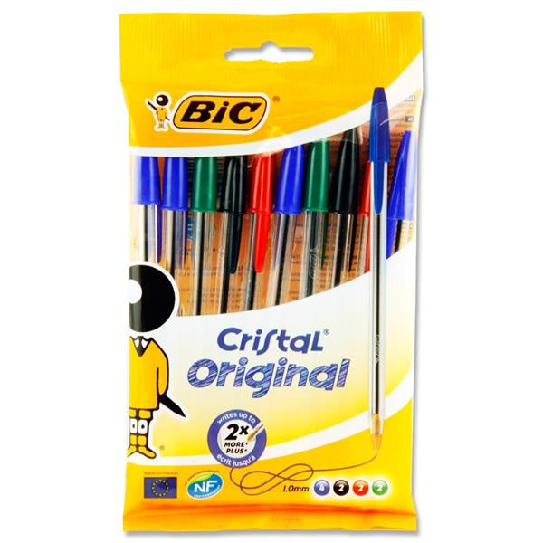 Bic Pkt.10 Cristal Ballpoint Pens Assorted