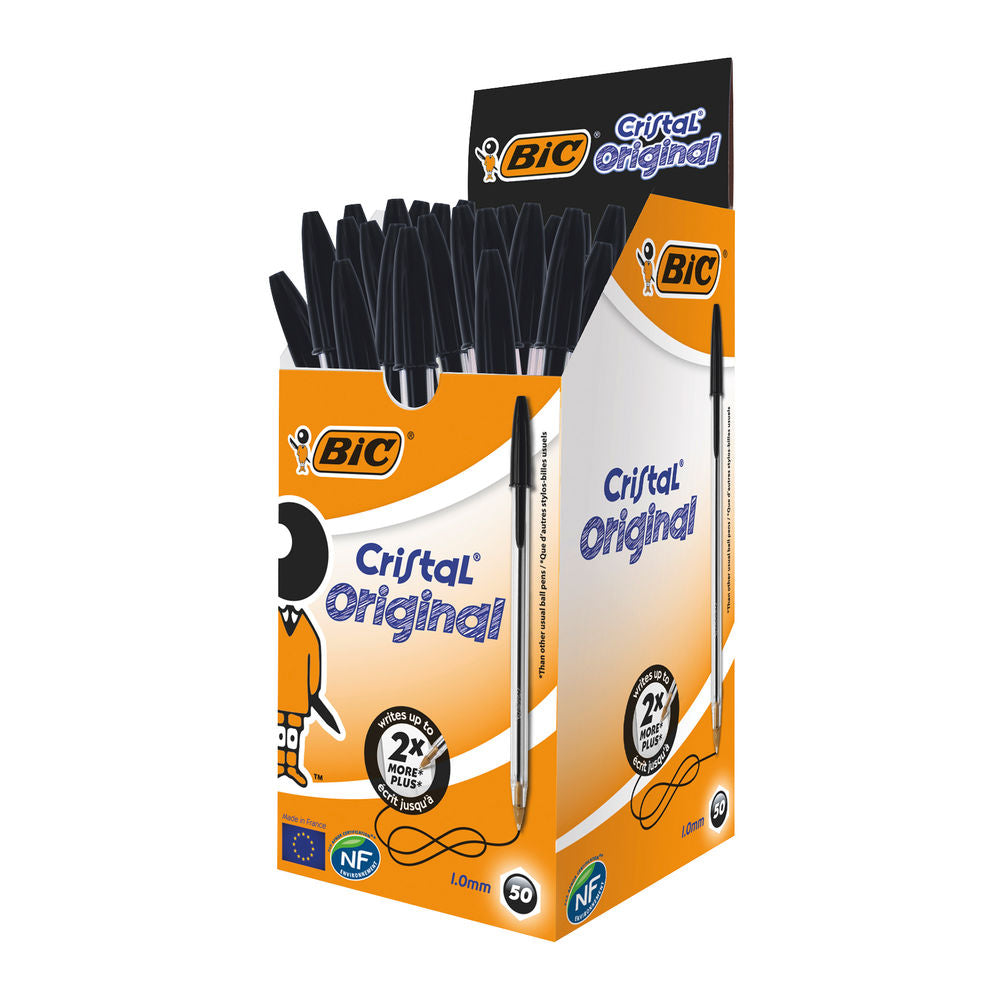 Bic Cristal Medium Black Box 50