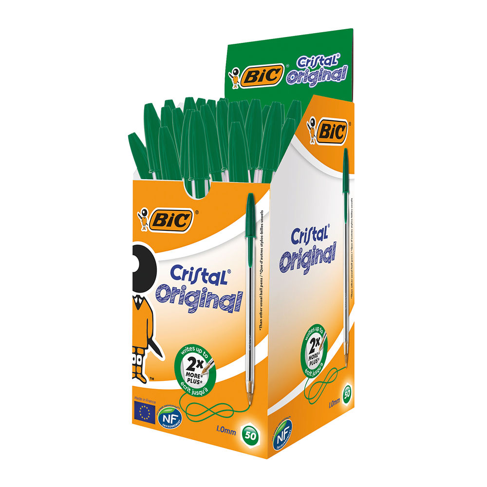 Bic Cristal Medium Green Box 50