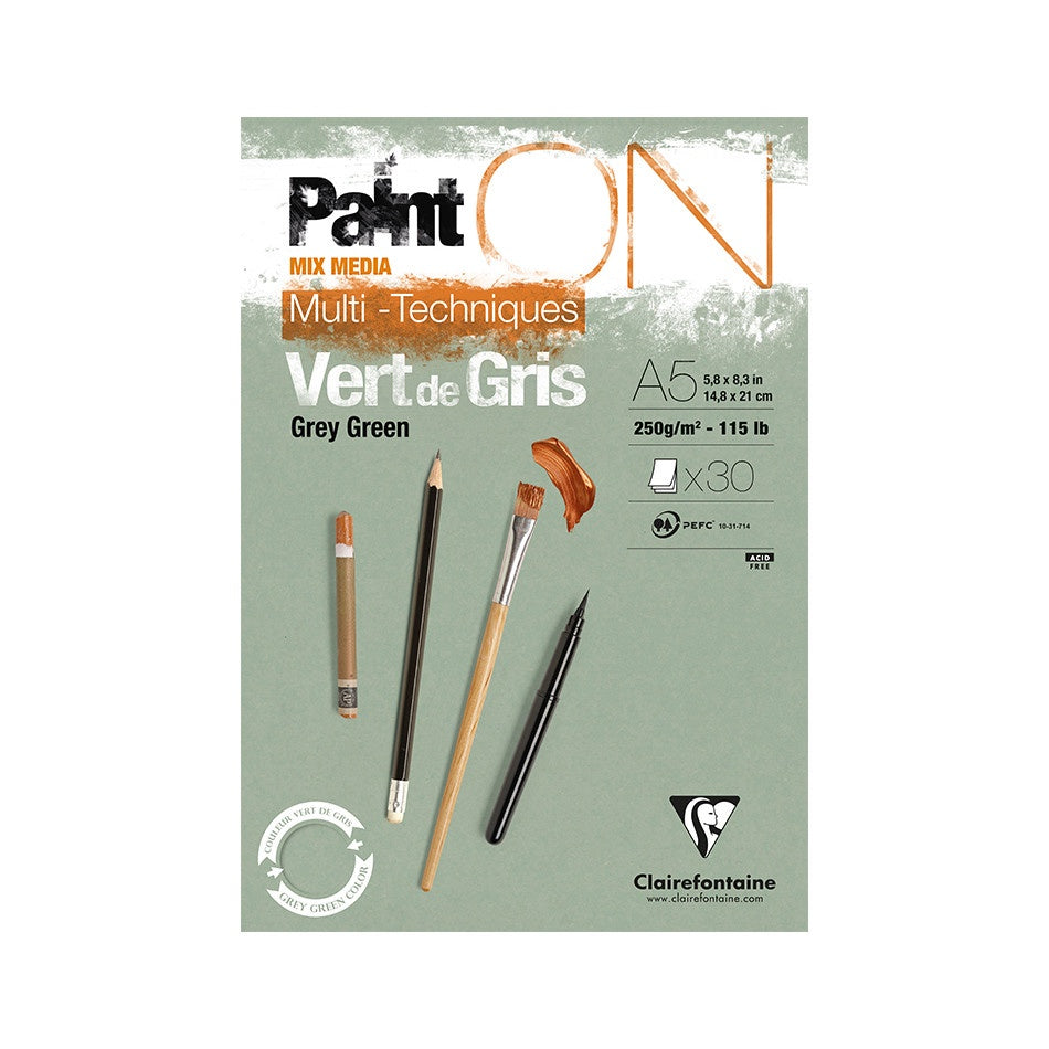 Paint On Glued Pads A5, 250g, Sage - Grey Green