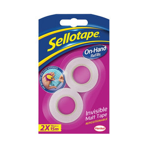 Sellotape On-Hand Refill Invisible Tape 18mm x 15m (Pack of 2)