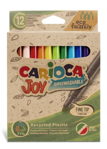 CARIOCA JOY ECO FAMILY SUPERWASHABLE FINE TIP PENS -12 PACK