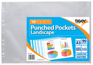 Tiger Punched Pocket Landscape A3 Pack 10