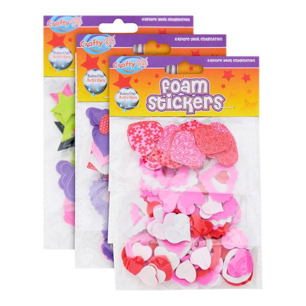 Crafty Bitz Foam Stickers Heart Shape 3 Asst.