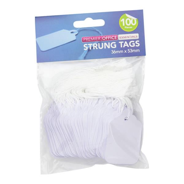 Premier Office Pkt.100 Strung Tags - 36x53mm