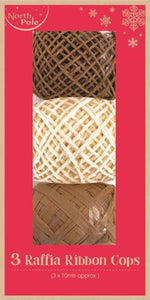 Natural Raffia Ribbon Set of 3