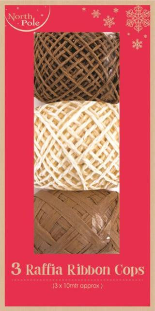 Natural Raffia Ribbon Set of 3