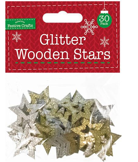 Glitter Wooden Stars
