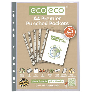 Eco-Eco Premier Multi Punched Pockets A4 100% Recycled Pack 25