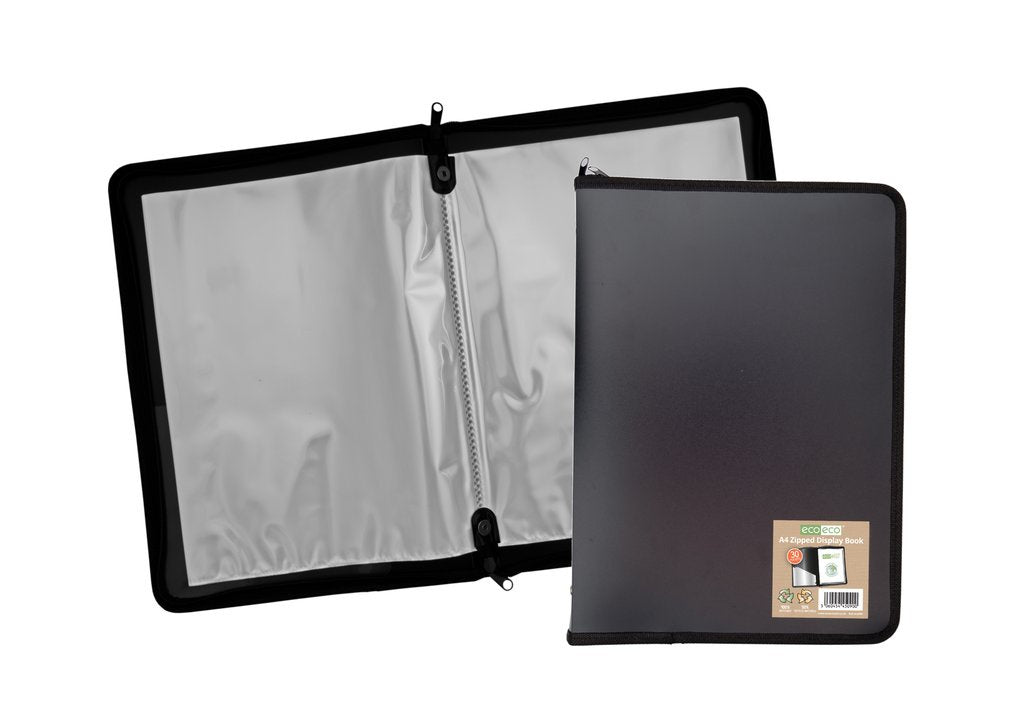 A4 50% Recycled 30 Pocket Zipped Display book