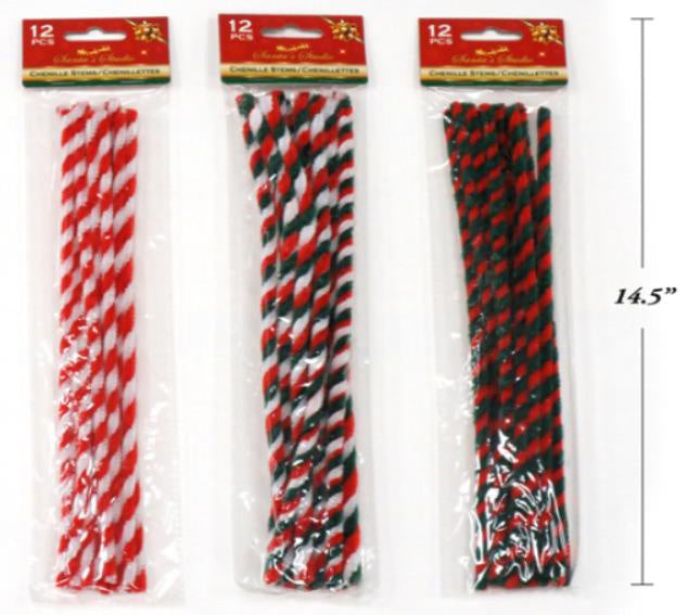 Pack of 12 Christmas Chenille Stems