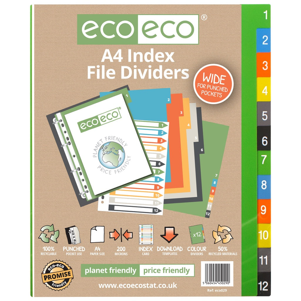Ecoeco Wide Index File Dividers 1-12