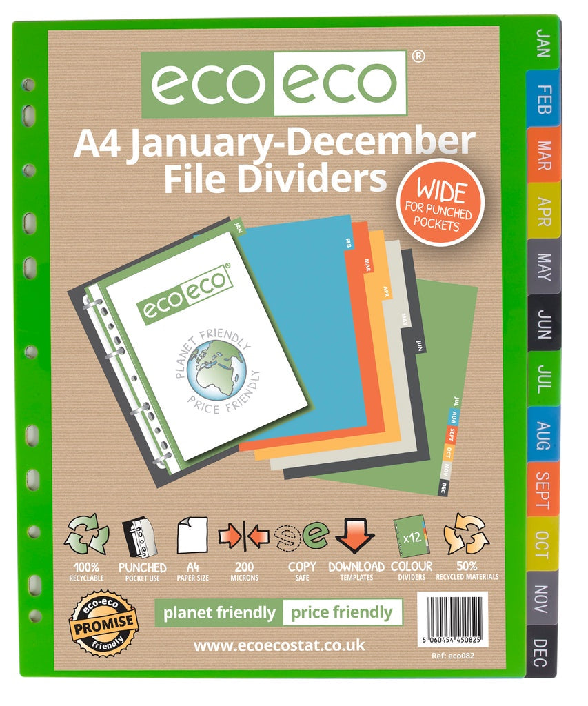 Eco-Eco A4 Jan-Dec File Dividers