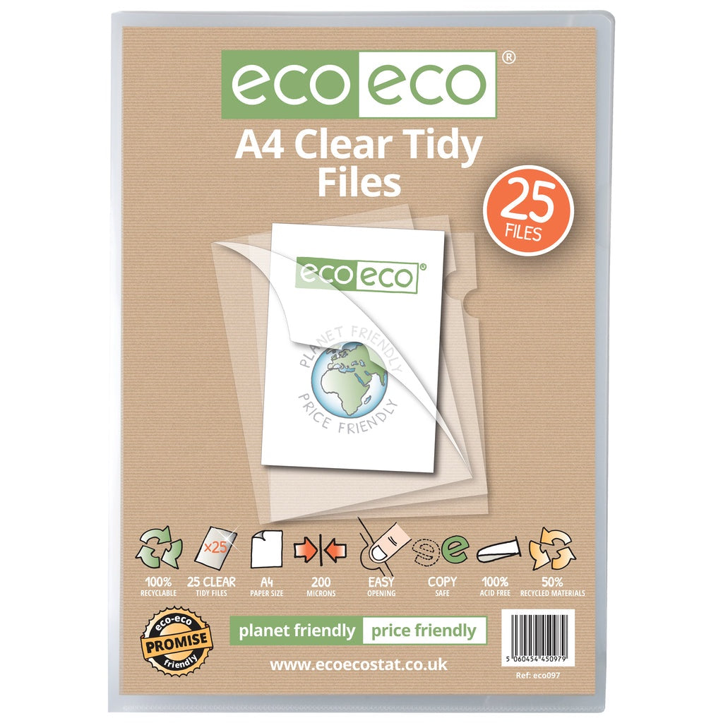 EcoEco Clear Tidy Files 50% Recycled Pk25