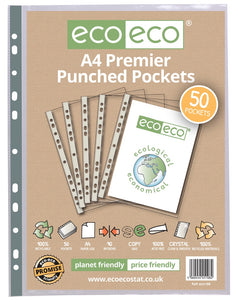 Eco-Eco A4 Premier Punched Pockets Pack 0f 50