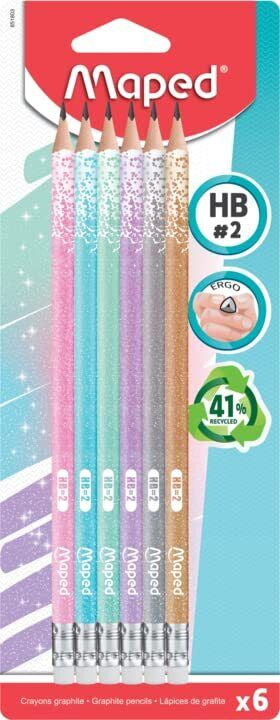 Maped Glitter Pencils with Eraser